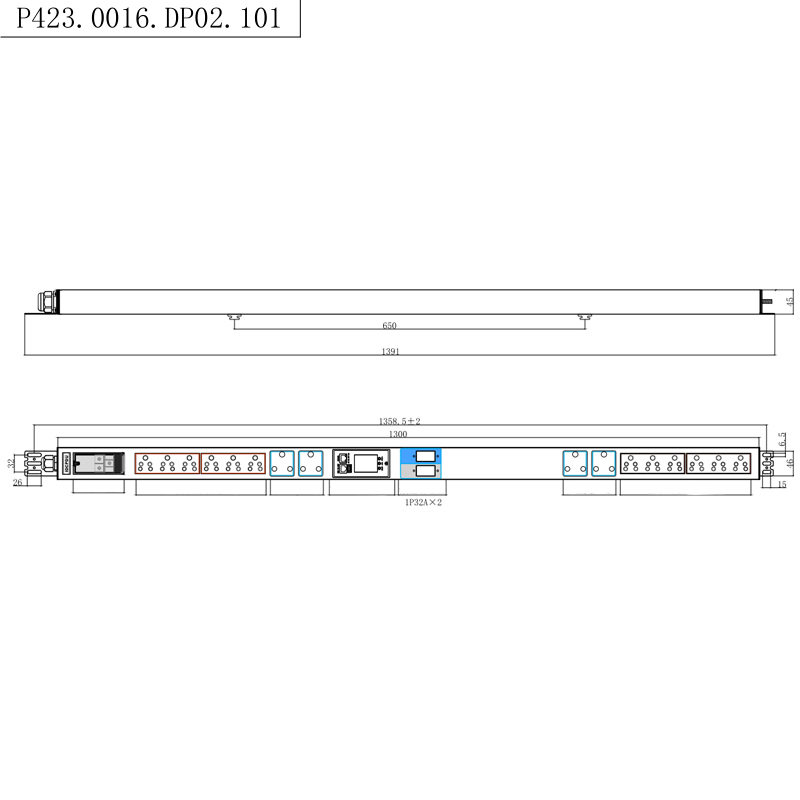 Sydafrika Stikkontakter 16 udtag 1,5U flydende magnetisk kredsløbsafbryder Vertikal TCP/IP smart Rack PDU