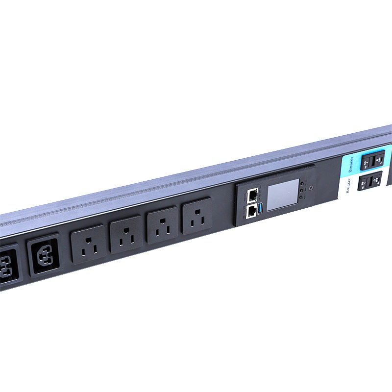 16 udtag IEC C13 C19 & US Sockets 1,5U flydende magnetisk afbryder Vertikal TCP/IP smart Rack PDU