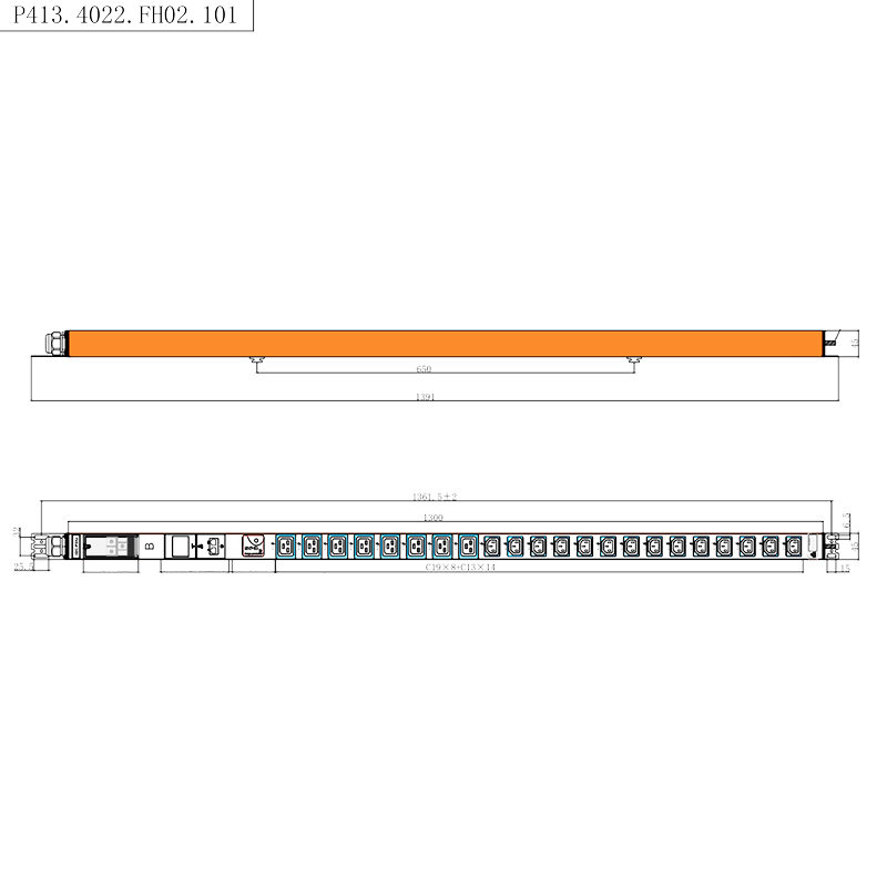 22 udtag IEC C13 IEC C19 1,5U overspændingsbeskyttelse PDU Vertikal Installation Hot Swappable RS485 måler udstyret Rack PDU