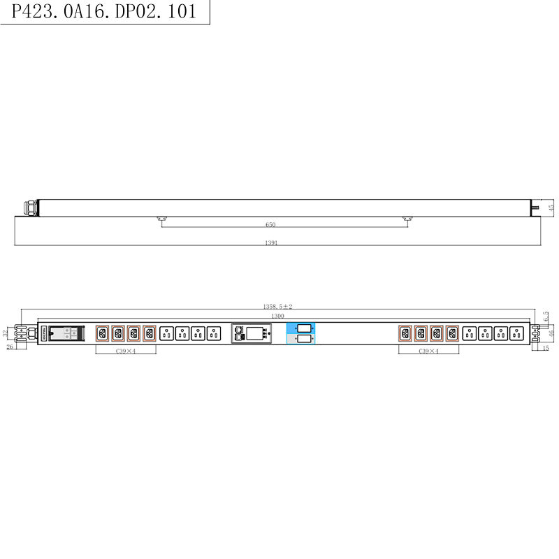 16 udtag IEC C13 C19 & US Sockets 1,5U flydende magnetisk afbryder Vertikal TCP/IP smart Rack PDU