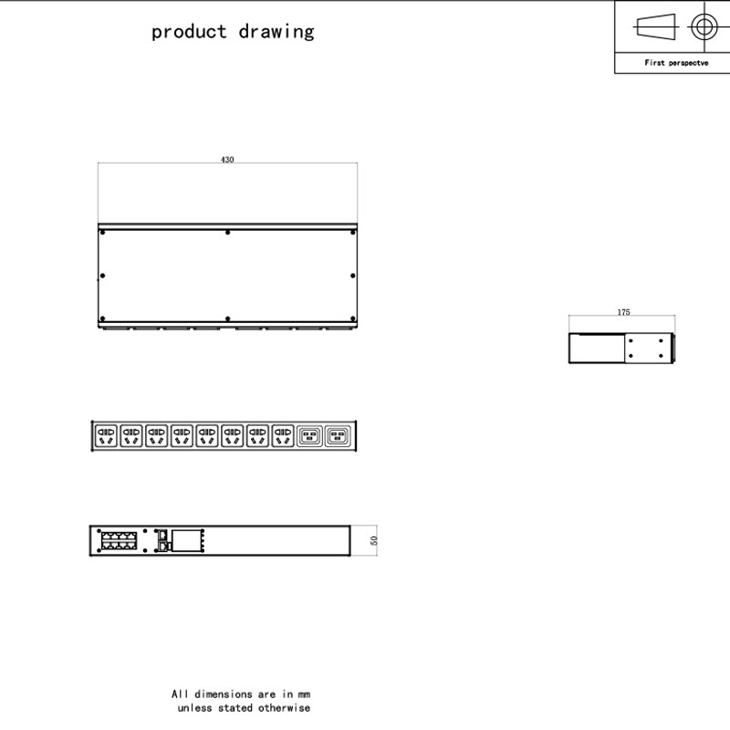 10-udtag C20 Vertikal TCP/IP-sensor øko Smart Rack Pdu 1U