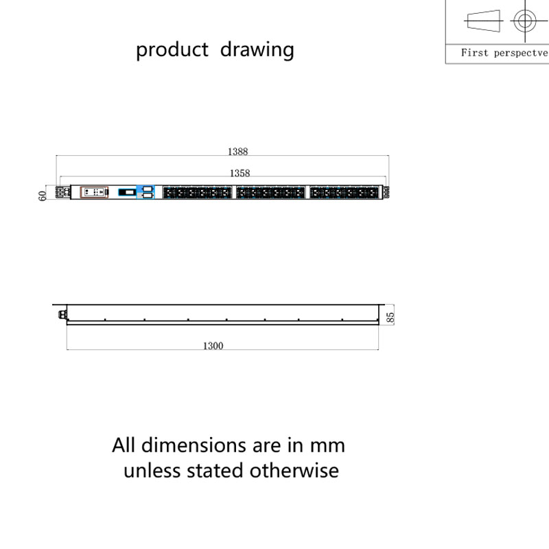 3-faset 18-udtag C19 Vertikal Breaker Switched Rack Pdu