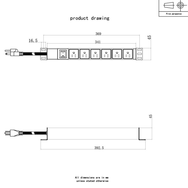 6-vejs amerikansk horisontalt switched Rack Pdu 1U