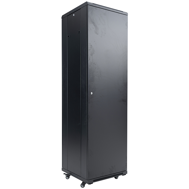 Server rack skab front enkelt glasdør /bag blind enkelt låge 18U-42U sort